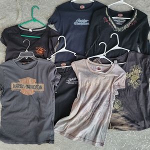 Lot 7 Harley Davidson Tees Black Gray Studded Beaded Glitter Bundle